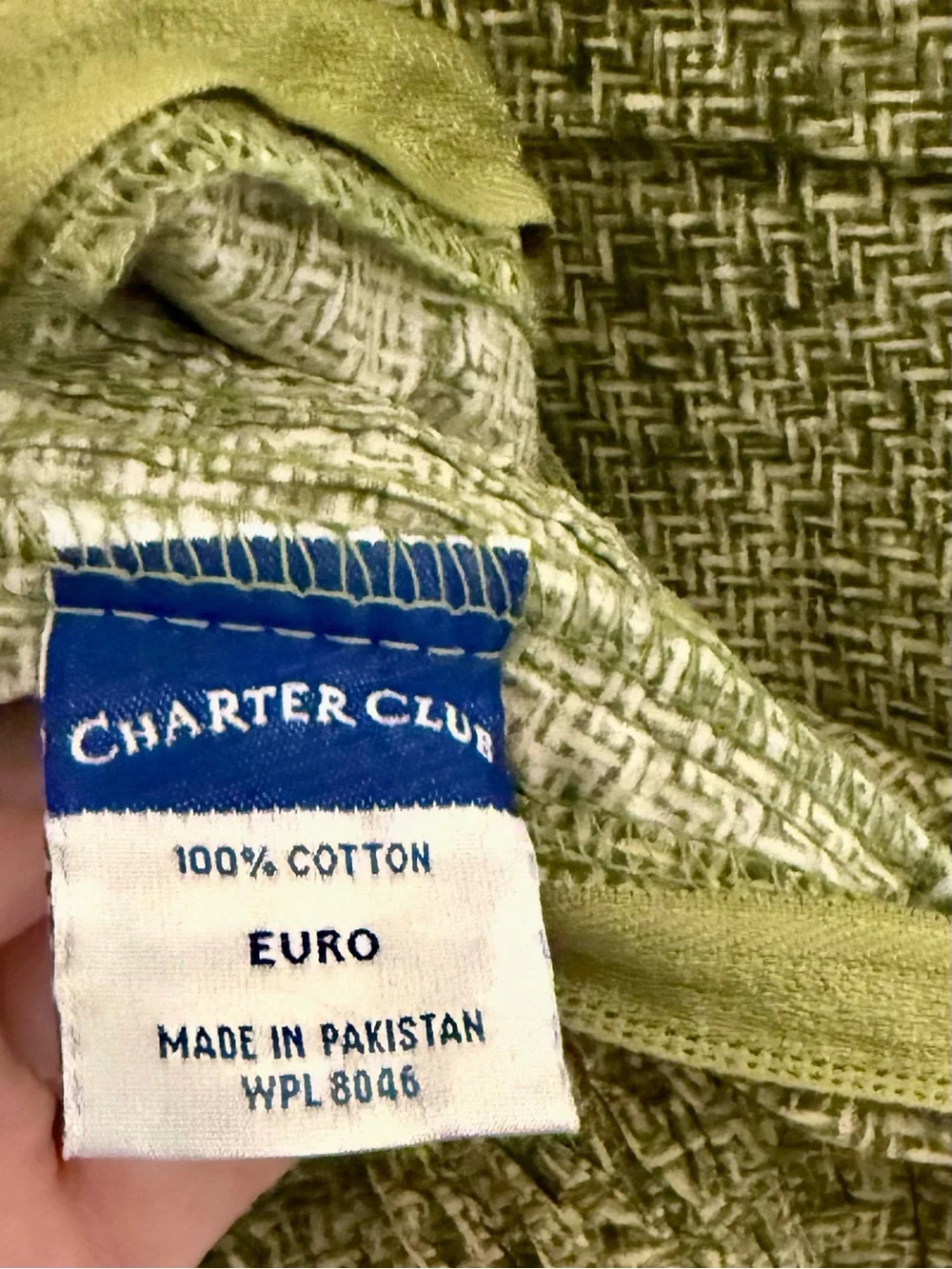 Charter Club Olive Green Textured Pillow Cover